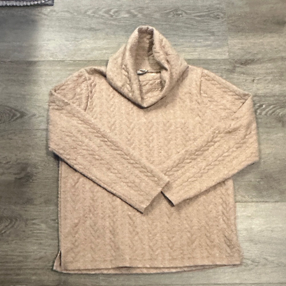 J.Crew Factory Taupe Cable Knit Cowl Neck Sweater
